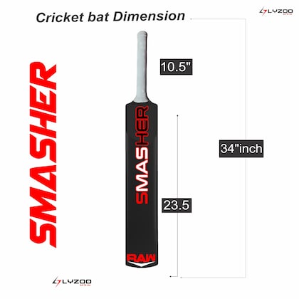 LYZOO just be you Robust Pvc Cricket Bat, measuring 34 inches by 4.5 inches
