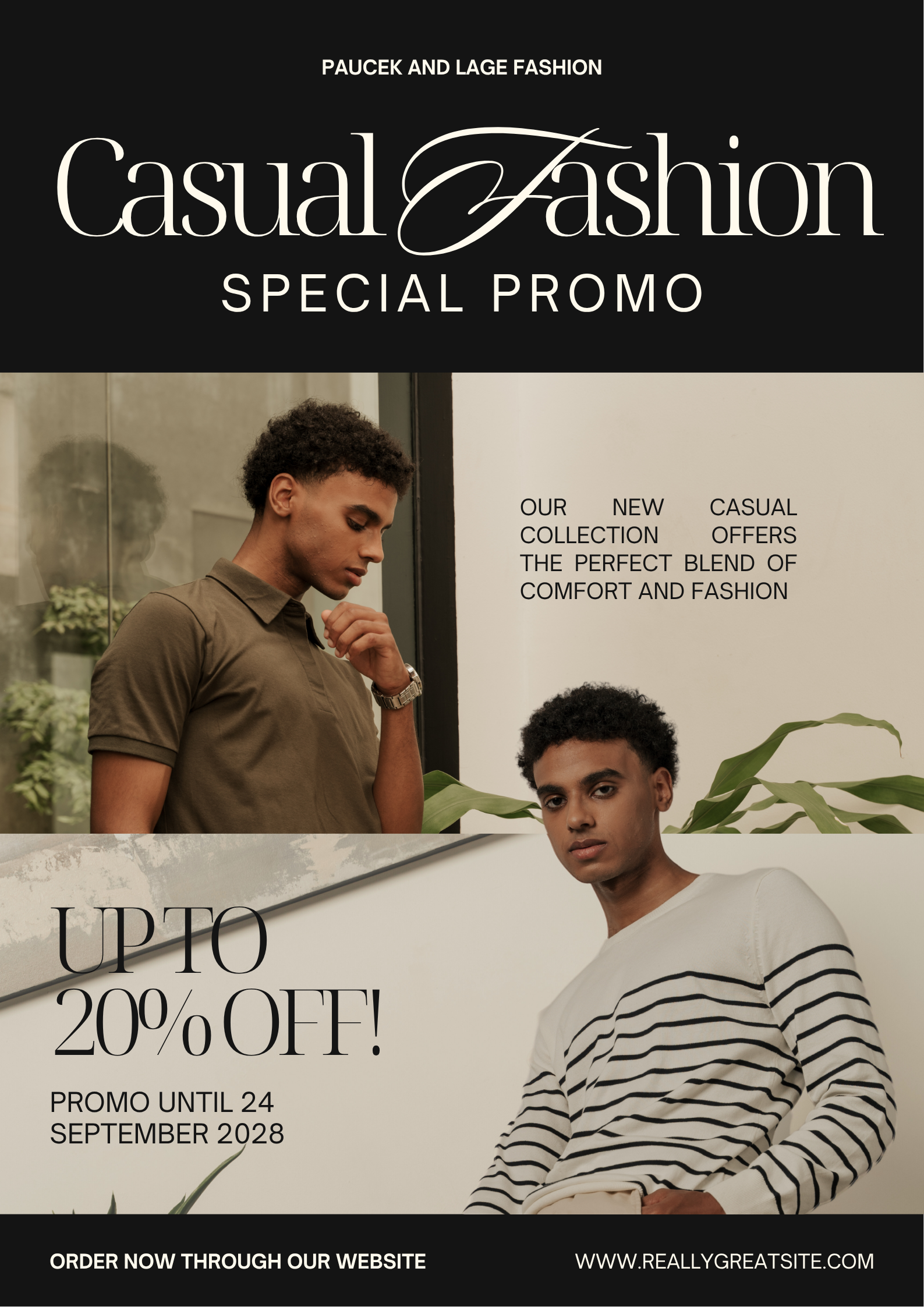 Beige Black Minimalist Fashion Promotion Poster