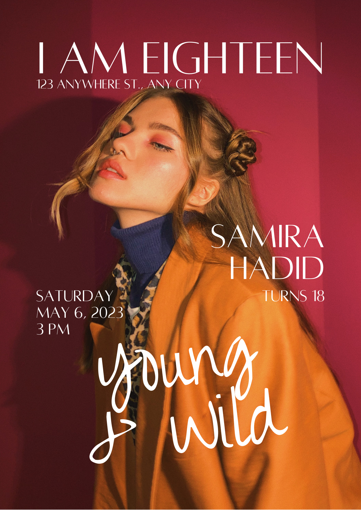 Maroon and White Magazine Themed 18th Birthday Invitation