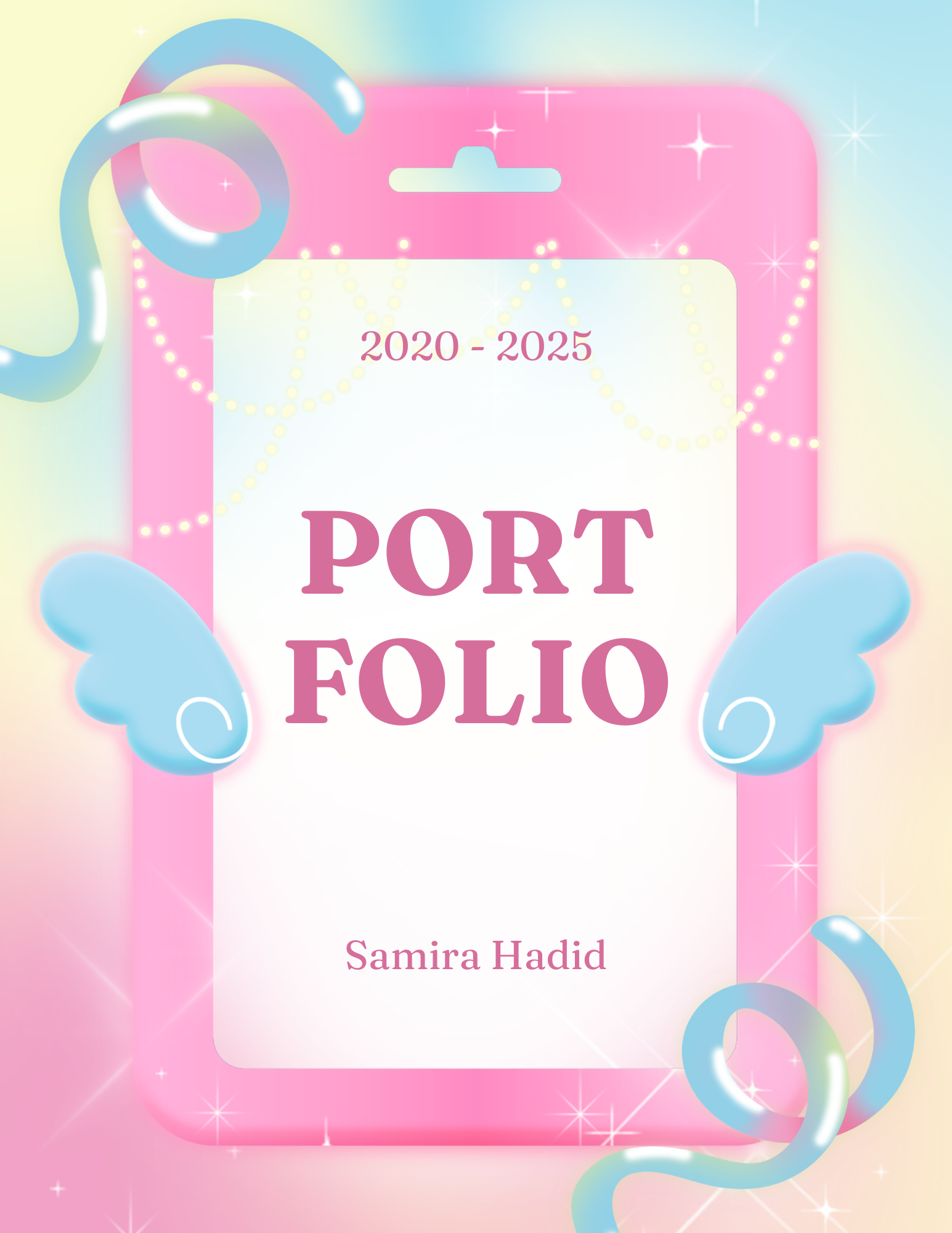 Pink and Blue Playful y2k Portfolio Cover Document